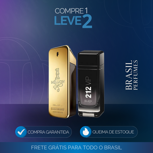 Combo 2 Perfumes Masculinos Importados (100ml) - 1 million, 212 vip [QUEIMA DE ESTOQUE]